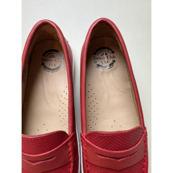 Driver Club USA Shoes Womens Size 5 Red Naples 2 Penny Loafer Leather Moccasin - Picture 3 of 14